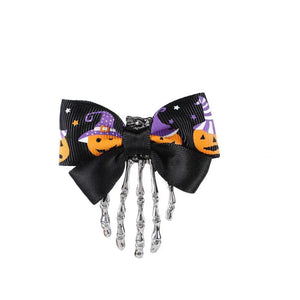 Personality Cloth Ghost Claw Hair Clip Skeleton Headwear Bow Knot Hair Clip Hair Accessories Halloween Hairpin Back Head - www.sixcolors.us