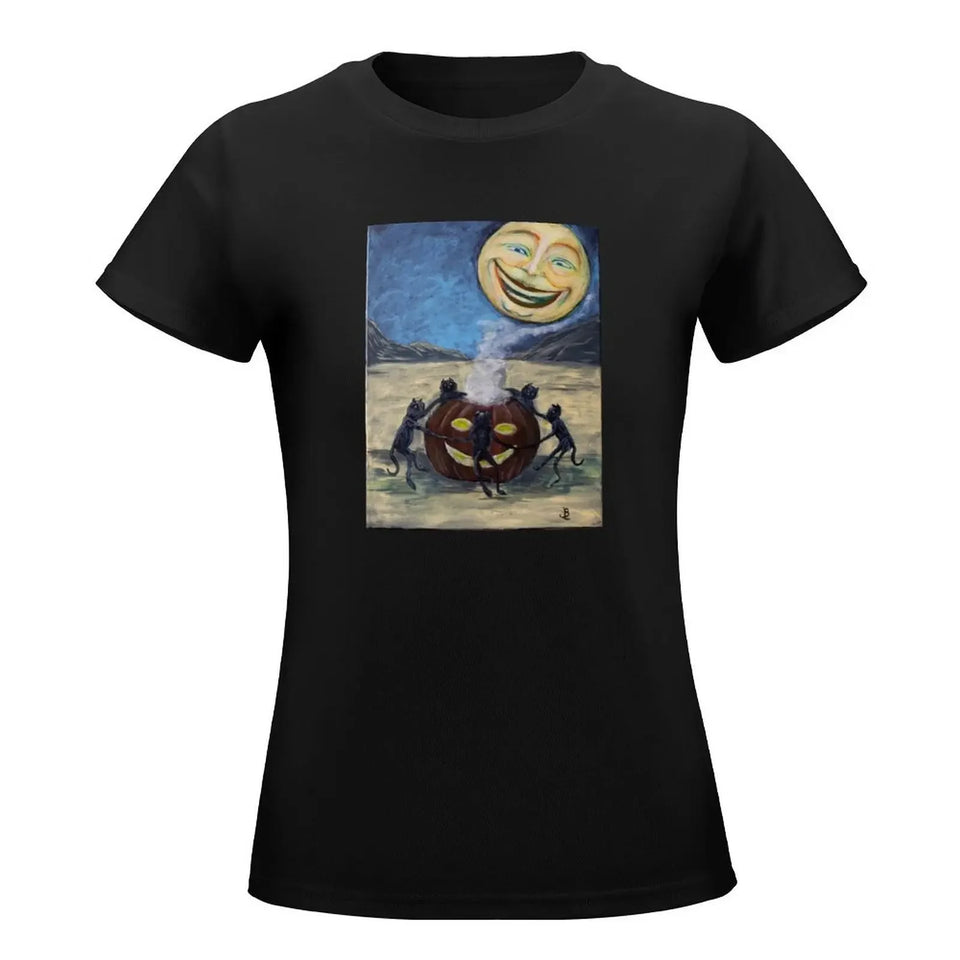 Halloween Cat Ritual T-Shirt vintage clothes kawaii clothes aesthetic clothes T-shirt Women - www.sixcolors.us