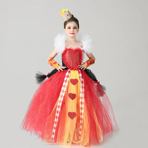 Kids Girl The Red Queen Halloween Cosplay TUTU Dress Party Carnival Princess Clothing Alice in Wonderland Christmas 2-10T - www.sixcolors.us