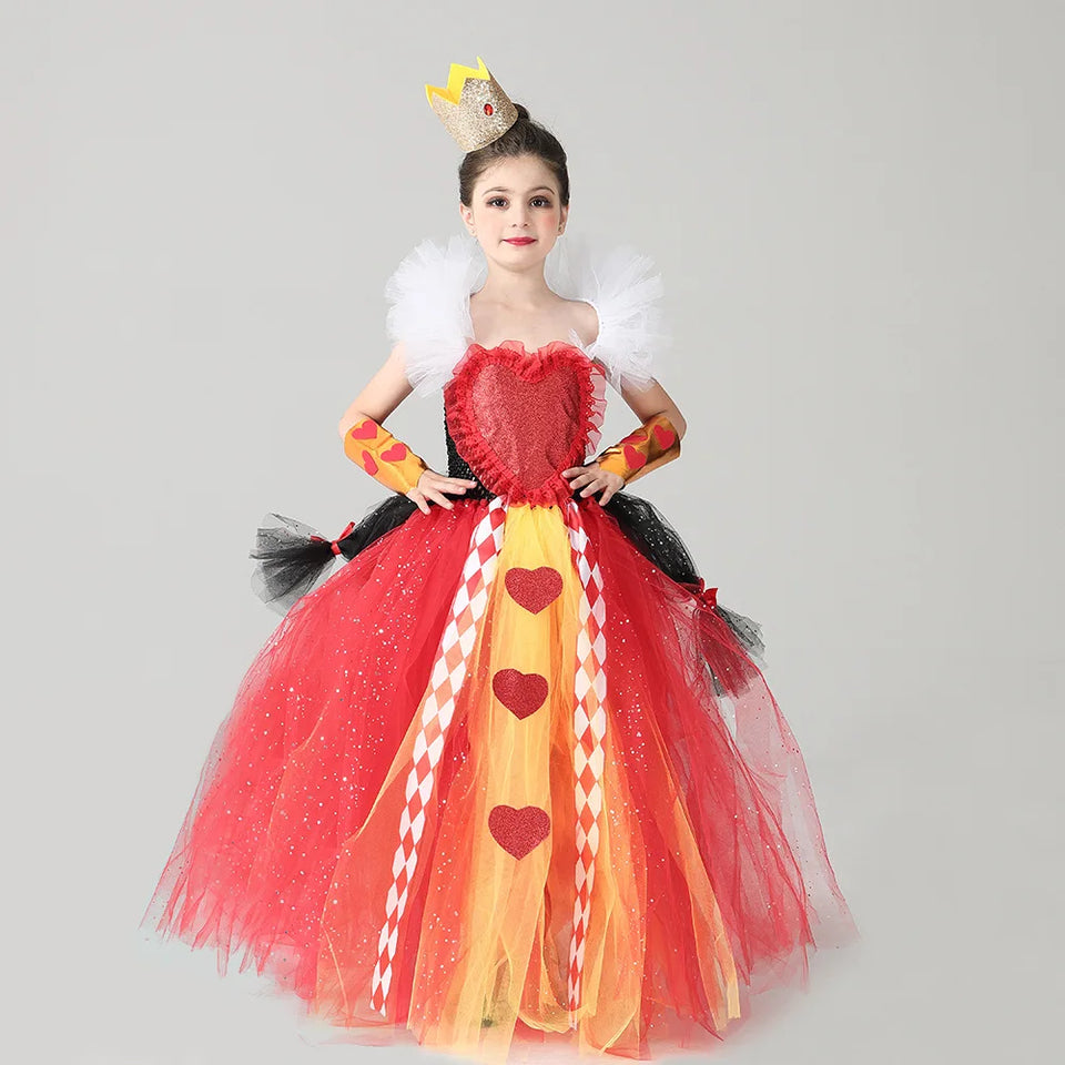 Kids Girl The Red Queen Halloween Cosplay TUTU Dress Party Carnival Princess Clothing Alice in Wonderland Christmas 2-10T - www.sixcolors.us