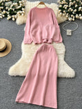 EWQ Women's Sweet Strapless Vest Long Sleeved Knitted Cardigan Jacket+sweater Skirt Y2k Korean Fashion Tide Autumn 2024 SM11652