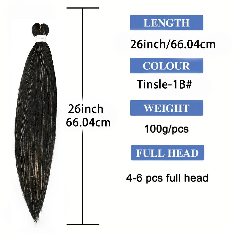 26inch long Yaki Straight Jumbo EZ Braiding Hair Extensions Synthetic Fiber Crochet Twist Braids DIY halloween cosplay women wig - www.sixcolors.us