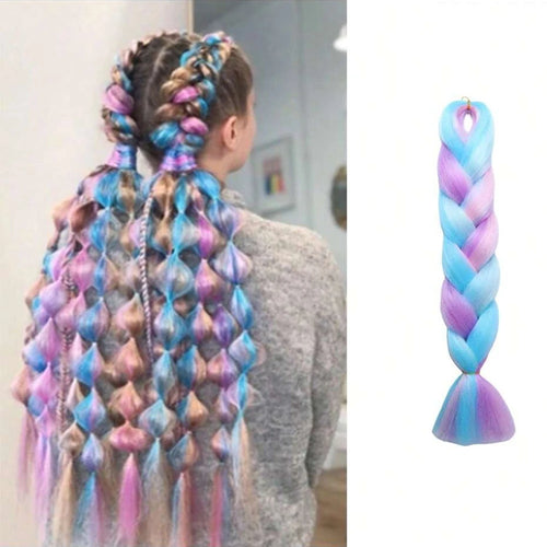 24inch Rainbow Mix Color Jumbo Braids Hair Extension Crochet Synthetic Braiding DIY Cosplay halloween party Girl women wig hair - www.sixcolors.us