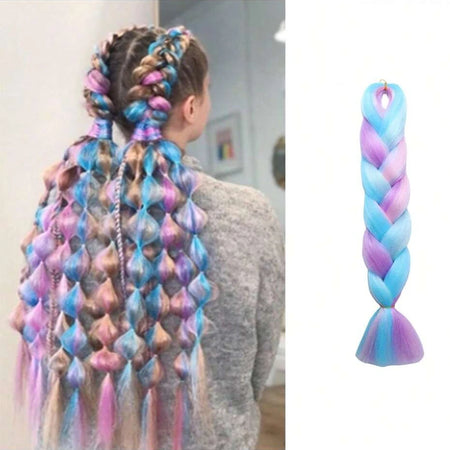 24inch Rainbow Mix Color Jumbo Braids Hair Extension Crochet Synthetic Braiding DIY Cosplay halloween party Girl women wig hair - www.sixcolors.us