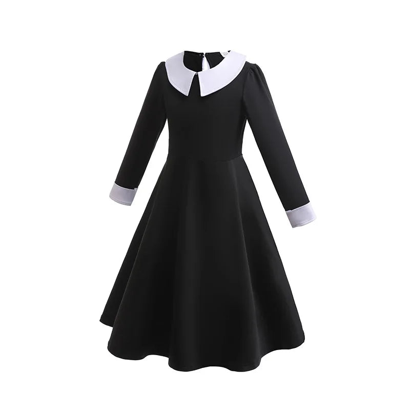 Black Costume Girls Dress for Kids Family Costumes Toddler Dress Halloween Cosplay Party Dress 3-12Y - www.sixcolors.us