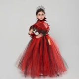 Baby Girls Gothic Demon Queen Vampire Role Playing Clothing Kid Spider Witch Tutu Long Dress Children Halloween Cosplay Costume - www.sixcolors.us