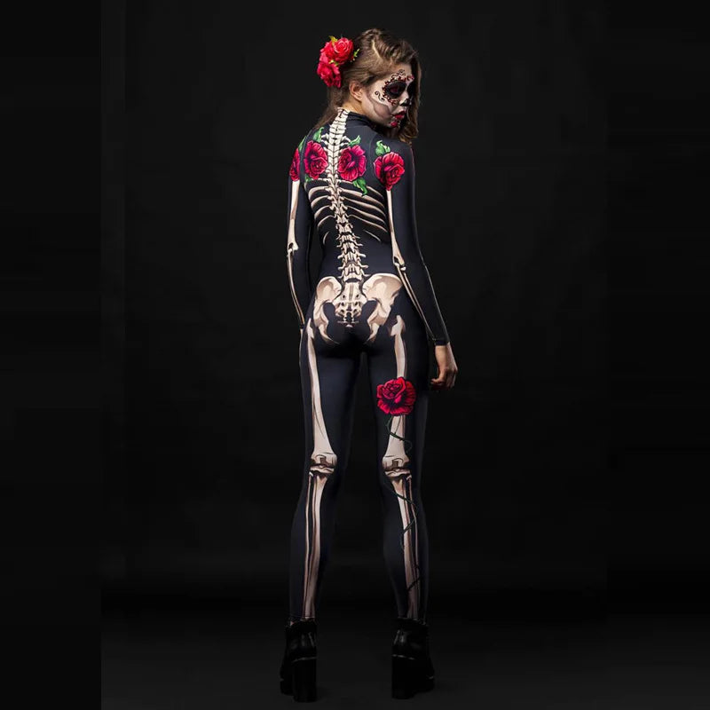 Halloween Gothic Bodysuit Women Clothes Punk Slim High waist Skull Streetweawr Hip Hop Jumpsuits 2024 Jumpsuit Femme Funny Pants - www.sixcolors.us