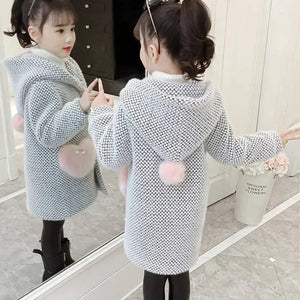 Children`s Winter Outerwear 2023 New Fashion Kids Girl Overcoat Teenager Jacket Warm Long Coats Clothing Fall Clothes for Girls