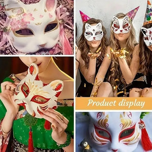 White Cat Masque Paintable Blank Masques Half Face Cover For Halloween Costume Craft Masque For Masquerade Party Cosplay Props - www.sixcolors.us