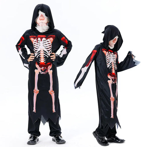 Halloween The Nightmare Before Christmas Horror Cosplay Costume Children's Bloody Skull Costumes Stage Show Fashion Matching Set - www.sixcolors.us