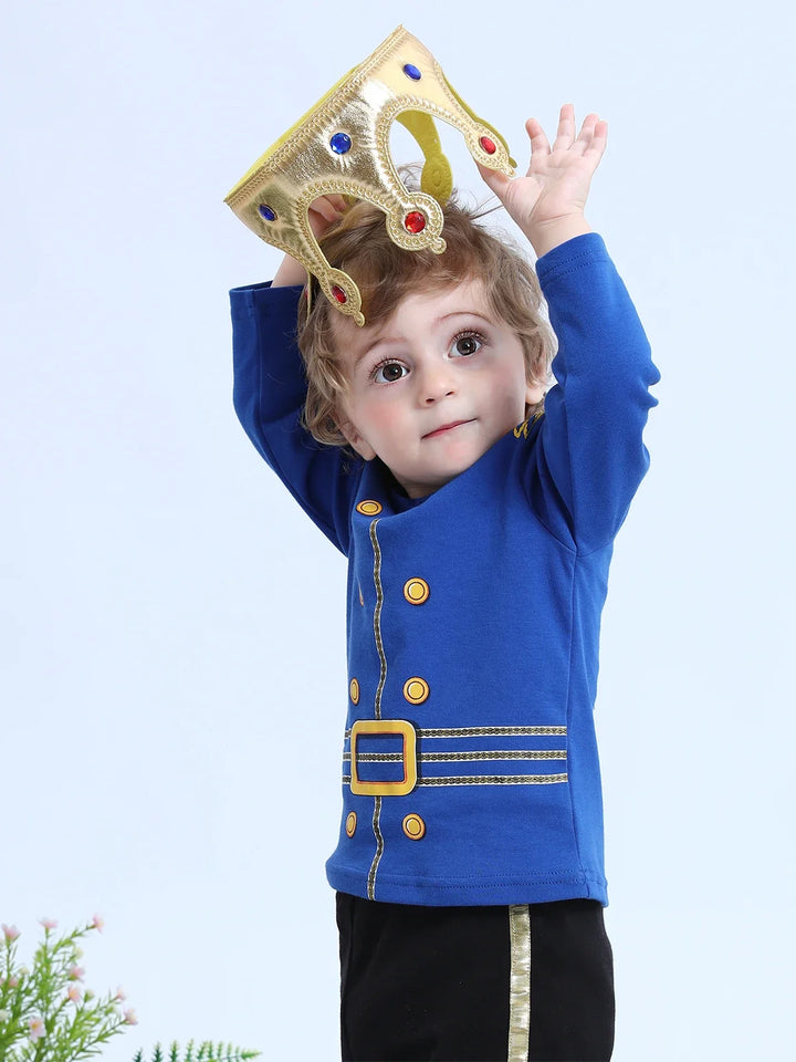 Toddler Boys Prince Costume Halloween Fireman Police Prisoner Pilot Outfit Infant Photography Carnival Cosplay Striped Clothes - www.sixcolors.us