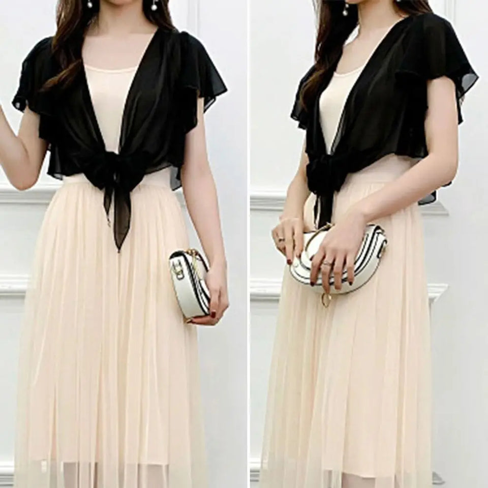 High Quality Chiffon Shawl Jacket Thin Large Yards Thin Section Cardigan Chiffon Shawl Summer