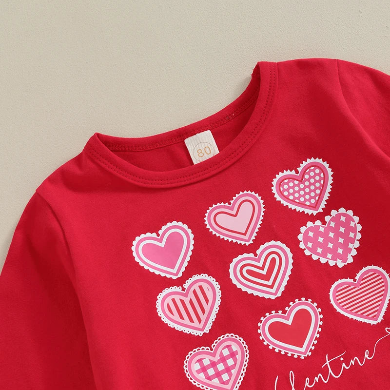 Toddler Baby Girls Valentine s Day Outfits Letter Heart Print Long Sleeve Tops Flare Pants 2 Piece Clothes Set