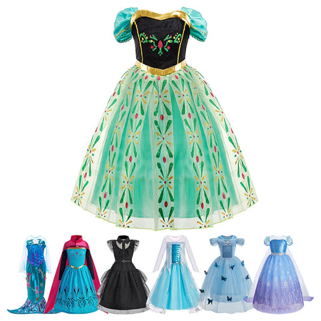 Children Clothing Kids Anna Elsa Halloween Clothing Children Snow Queen Party Flower Gown Dress Up Kids Princess Cosplay Dresses - www.sixcolors.us