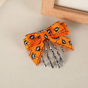 Personality Cloth Ghost Claw Hair Clip Skeleton Headwear Bow Knot Hair Clip Hair Accessories Halloween Hairpin Back Head - www.sixcolors.us
