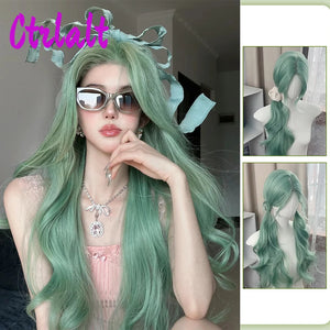 Long Wavy Pink Cosplay Synthetic Wigs Lolita Halloween With Bangs for Women Party Dailly Heat Resistant Wig - www.sixcolors.us