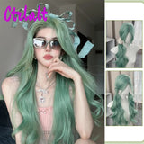 Long Wavy Pink Cosplay Synthetic Wigs Lolita Halloween With Bangs for Women Party Dailly Heat Resistant Wig - www.sixcolors.us