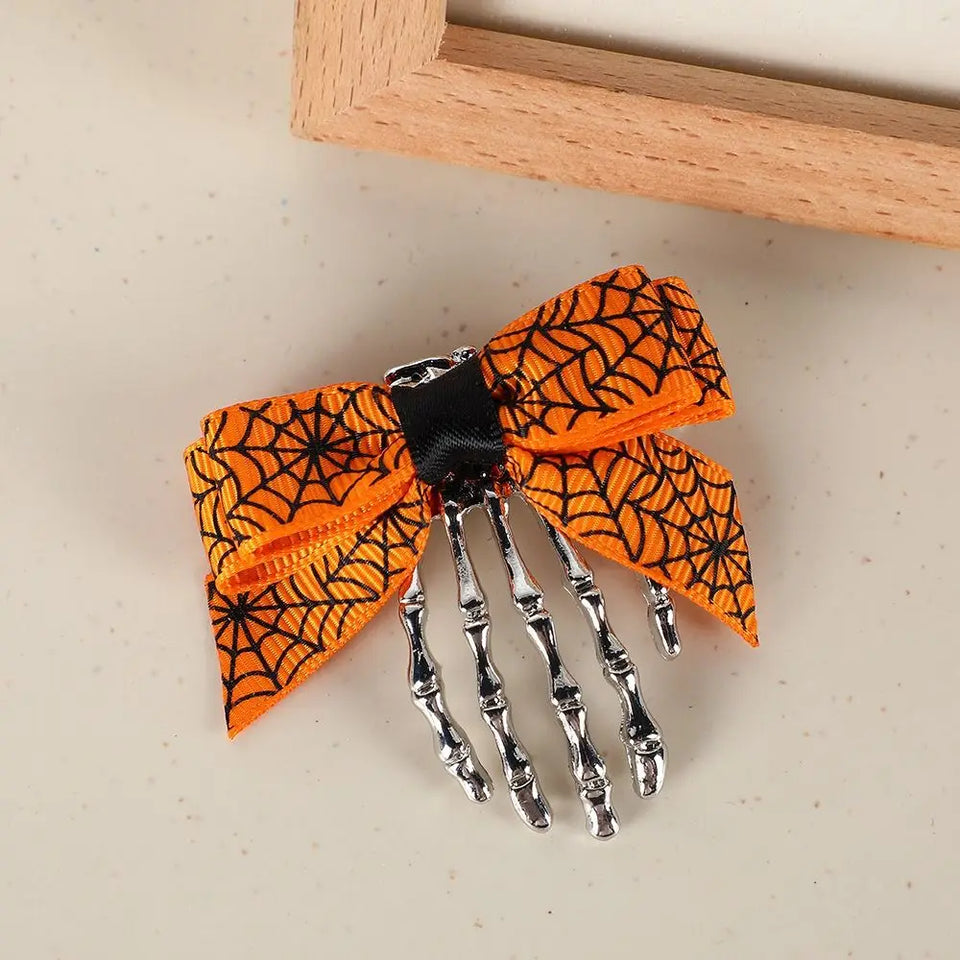 Personality Cloth Ghost Claw Hair Clip Skeleton Headwear Bow Knot Hair Clip Hair Accessories Halloween Hairpin Back Head - www.sixcolors.us