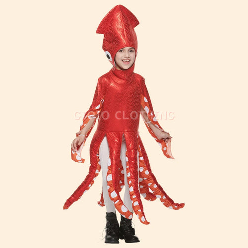 Kids Children Halloween Children's Cute Cute Cute Cute Squid Costume New Marine Creatures One Piece School Party Funny Dress - www.sixcolors.us