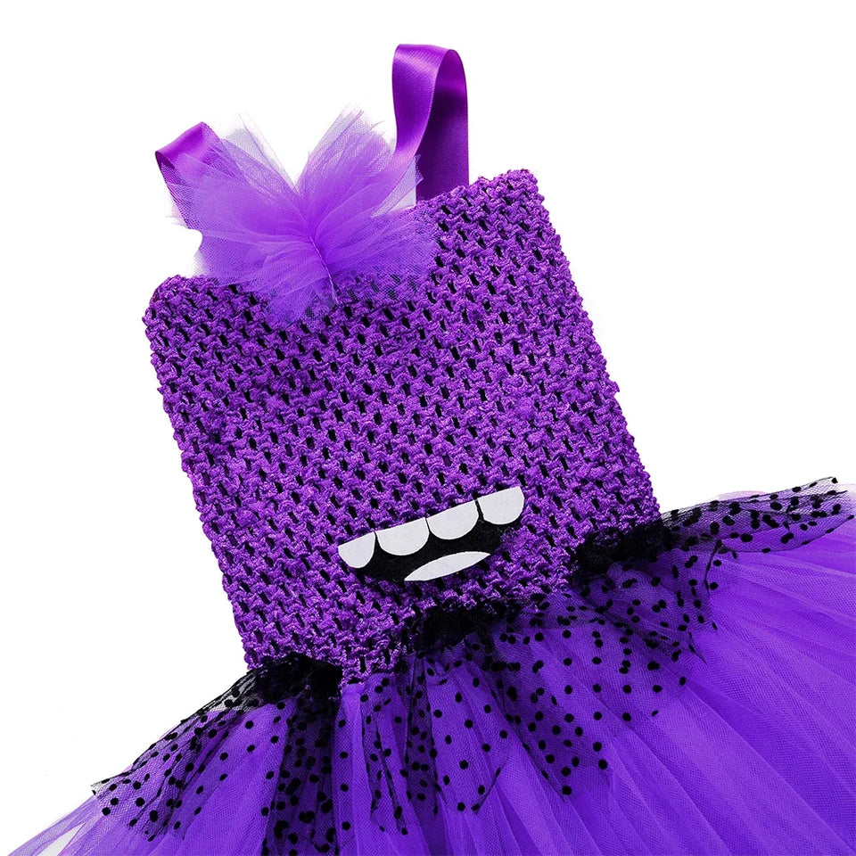 Purple Little Yellow Man Tutu Dress Girls Birthday Party Dresses Kids Halloween Holiday Anime Cartoon Characters Cosplay Costume - www.sixcolors.us
