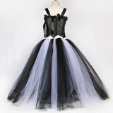 Halloween Skeleton Costume for Kids Girls Day of The Dead Carnival Dress Black White Scary Monster Devil Ghost Reaper Tutu Dress - www.sixcolors.us