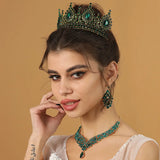 Baroque Queen Green Crown Crystal Tiaras and Crowns for Women Halloween Costume Hair Accessories - www.sixcolors.us
