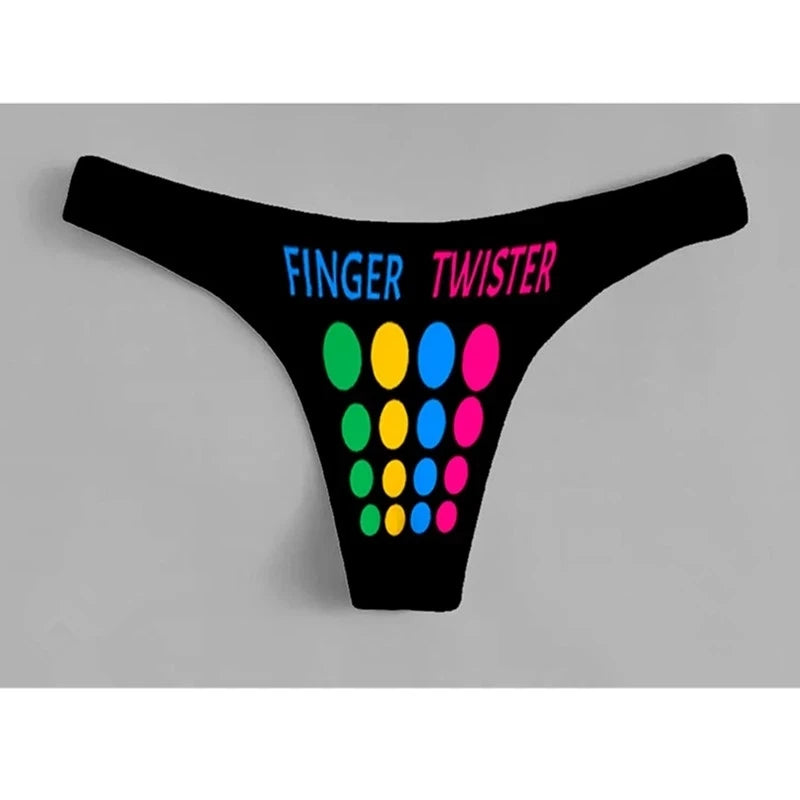 Custom Panty Thong Lingerie Photo Finger Twister Personalise Thong Panties Reversible With Your Words Printed Sexy Funny Gift - www.sixcolors.us