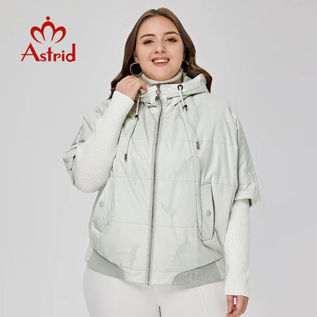 Astrid 2022 Spring Women Parkas Plus Size Coat Loose Short Padded Hooded Women's Jacket Fashion Outerwear Quilted Thin Cotton - www.sixcolors.us
