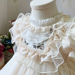 Baby Girl Lolita Princess Dress Toddler Child Vintage Elegant Bow Lace Tutu Vestido Party Birthday Costume Baby Clothes 1-10Y