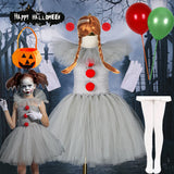 The Clown Returns Halloween Costumes Jester Clown Dress Knitted Skirt Carnival Easter Clothes Halloween Cosplay Costume For Girl - www.sixcolors.us