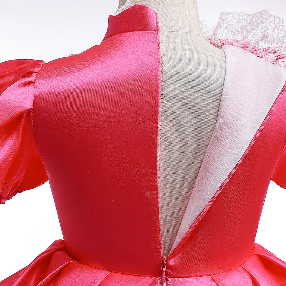 Girls Peach Princess Dress Halloween Cosplay Costume Children Cosplay Party Super Bros Plumber Clothes Birthday Party Outfits - www.sixcolors.us