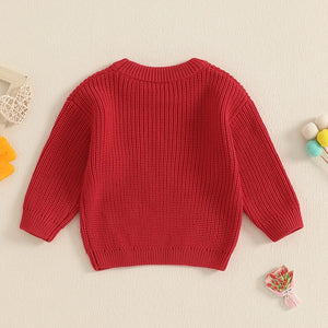 Toddler Girls Sweater Valentine s Day Clothes Letter Embroidery Crew Neck Long Sleeve Kids Pullovers Fall Tops