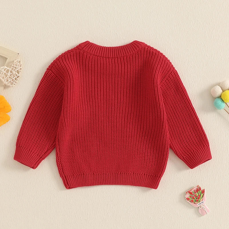 Toddler Girls Sweater Valentine s Day Clothes Letter Embroidery Crew Neck Long Sleeve Kids Pullovers Fall Tops