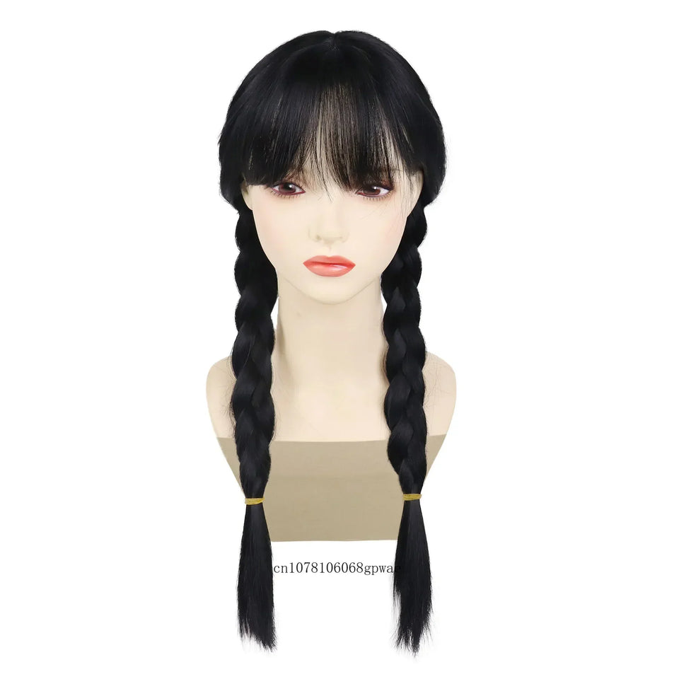 Halloween Cosplay Wigs Synthetic Long Braided Black Pigtail Wig for Women Anime Costume Wig Carnival Dress Up Party Daily Use - www.sixcolors.us