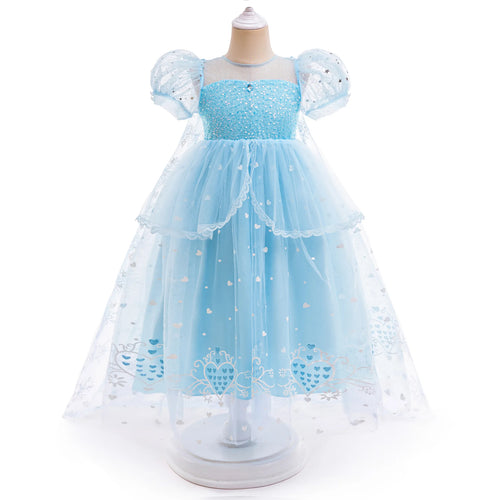 Frozen Elsa Princess Dresses Cosplay Girls The Dress Anime Cosplay  Puff Mesh Kids Clothing Halloween Role Playing Evening Dress - www.sixcolors.us