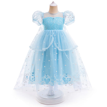 Frozen Elsa Princess Dresses Cosplay Girls The Dress Anime Cosplay  Puff Mesh Kids Clothing Halloween Role Playing Evening Dress - www.sixcolors.us