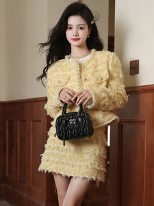 Two Piece Set For Women 2024 Autumn Winter Jacket Coat Skirt 2 Piece Outfit conjuntos femininos elegantes short sets ropa mujer