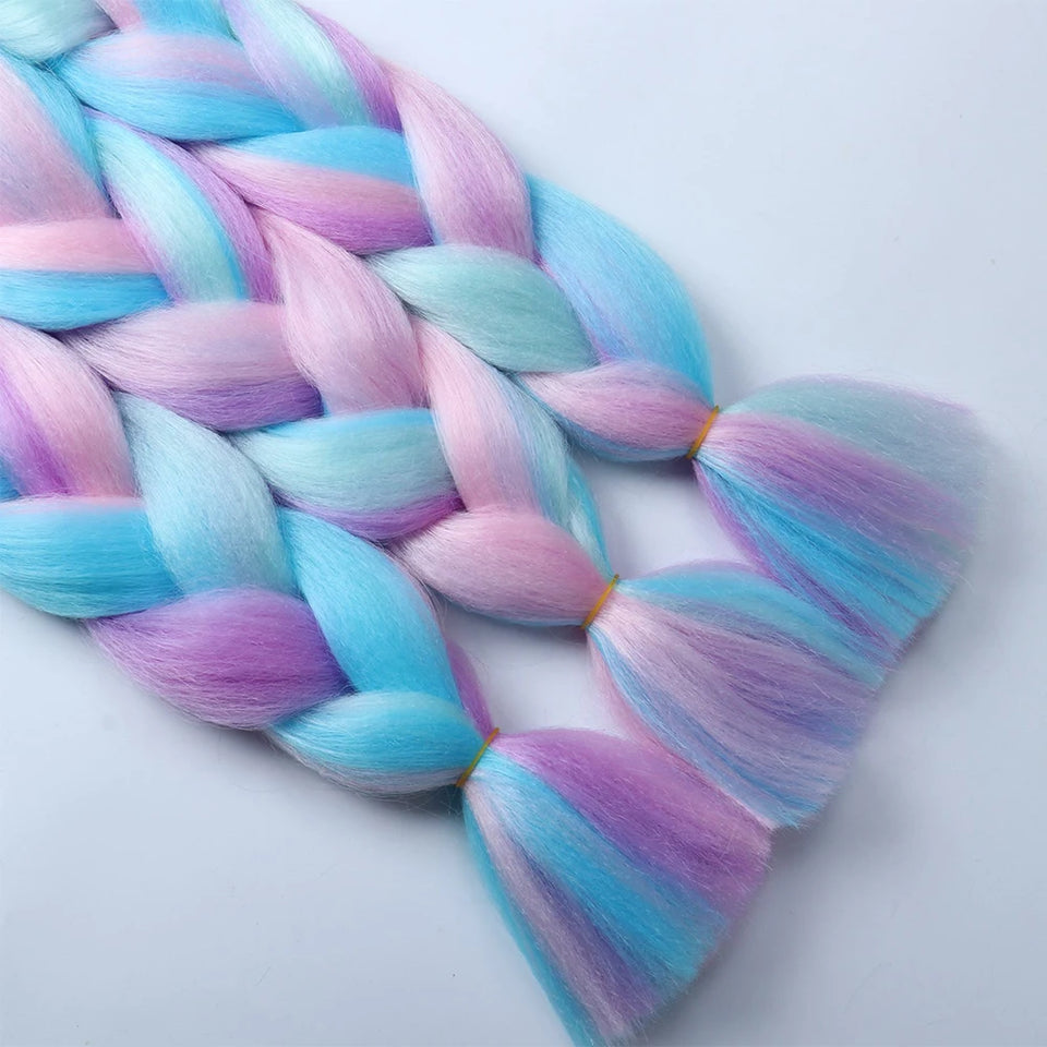 24inch Rainbow Mix Color Jumbo Braids Hair Extension Crochet Synthetic Braiding DIY Cosplay halloween party Girl women wig hair - www.sixcolors.us
