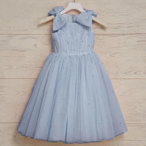 Baby Girl Princess Pearl Bow Dress Sleeveless Infant Toddler Girl Vintage Vestido Party Pageant Birthday Baby Clothes 1-12Y