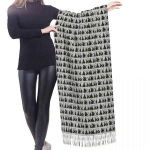 Halloween Haunted Mansion House Scarf Wrap Women Long Winter Fall Warm Tassel Shawl Unisex Ghost Fashion Versatile Scarves - www.sixcolors.us