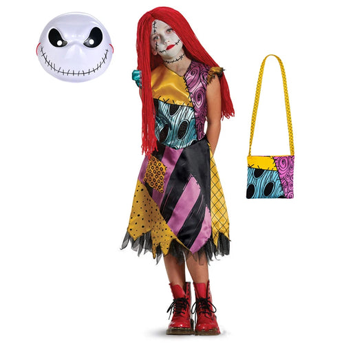 Girls Halloween Costume Ghost Nightmare Before Christmas Clothing Sally Cosplay Costume Children Carnival Party Princess Dress - www.sixcolors.us