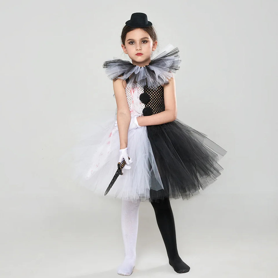 Halloween Girl Cosplay Costume Evil Joker Tutu Girl Carnival Performance Outfits Thriller Dress Up Children Halloween Clothes - www.sixcolors.us