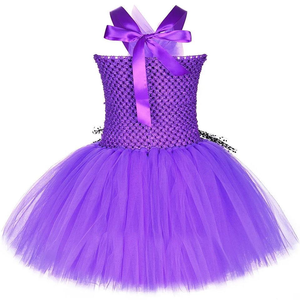 Purple Little Yellow Man Tutu Dress Girls Birthday Party Dresses Kids Halloween Holiday Anime Cartoon Characters Cosplay Costume - www.sixcolors.us