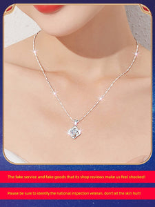 Fashion Necklace Sterling Silver Pendant Couple Single Diamond