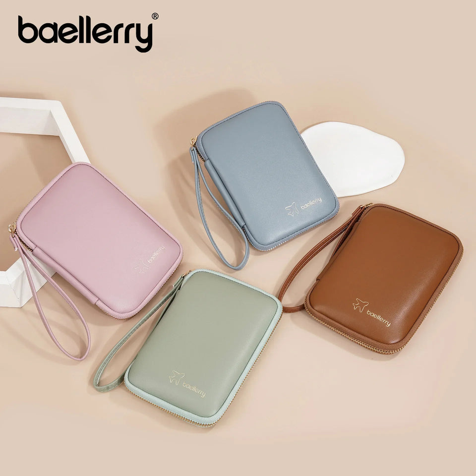 Unisex PU Leather Passport Holder Covers Case Travel Card Wallet Phone Box Money Coin Bag Wristlet Passport Cover for Women/Men
