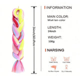 24inch Rainbow Mix Color Jumbo Braids Hair Extension Crochet Synthetic Braiding DIY Cosplay halloween party Girl women wig hair - www.sixcolors.us