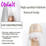 White Synthetic Long Straight Hair Women Wig Fluffy Lolita Cosplay Heat Resistant Wig with Bangs for Daily or Halloween - www.sixcolors.us