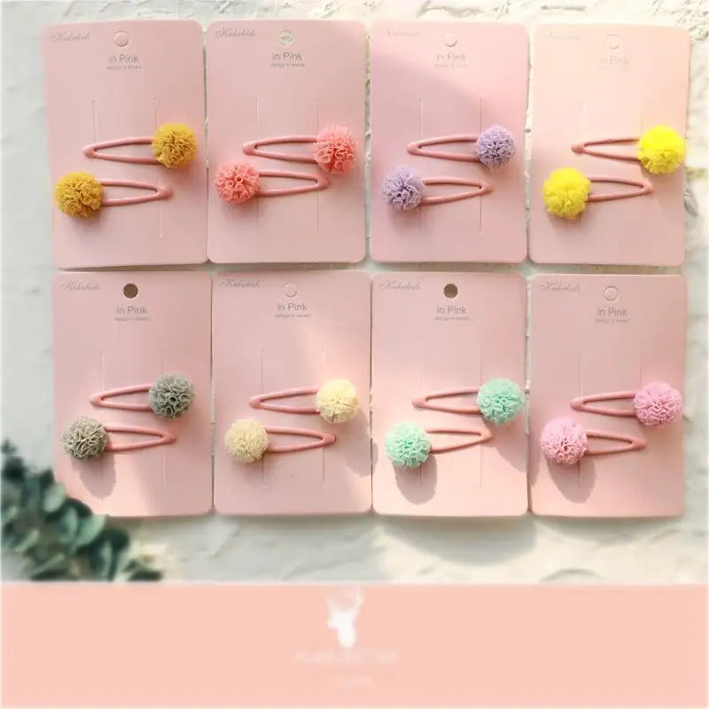 Girls Hairpins  Colorful Yarn Ball Snap Hair Clips for Kids Fashion Girls Hair Accessories