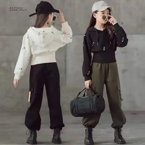 Girls Clothing Sets Spring Autumn Fashion Hoodie Jackets + Pants 2PCS Sports Children’s Clothes Kids Tracksuit Teen 8 10 12 14 Y