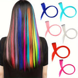 12pcs Colorful Clip In Straight Hair Girls 18 Inch Y2K Multi-Color Straight Hair Hairpieces For Party Halloween Cosplay Hair - www.sixcolors.us